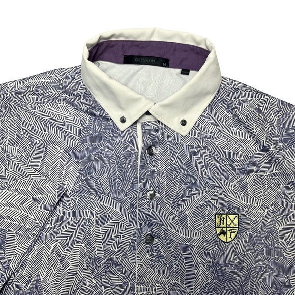 Greyson Other - Greyson Polo Shirt Mens M purple White Geometric Hidden Wolf Performance Golf